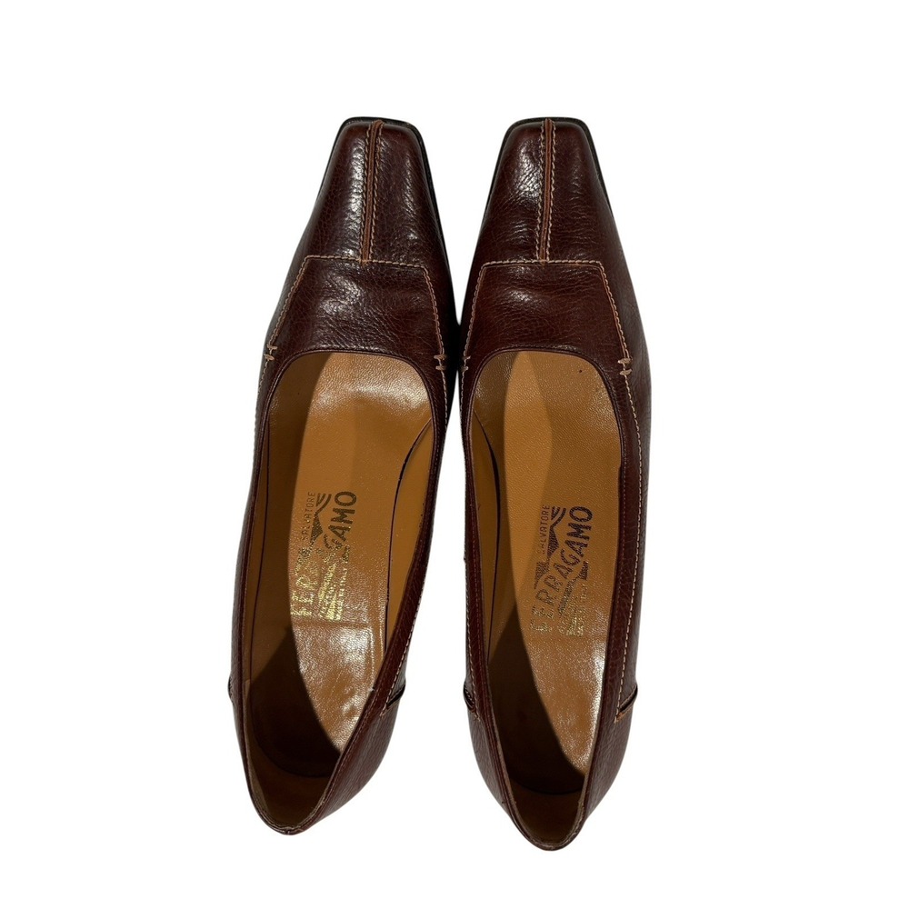 VTG Salvatore ferragamo women Brown Pointed Toe Heel shoes size 7B Made In Italy